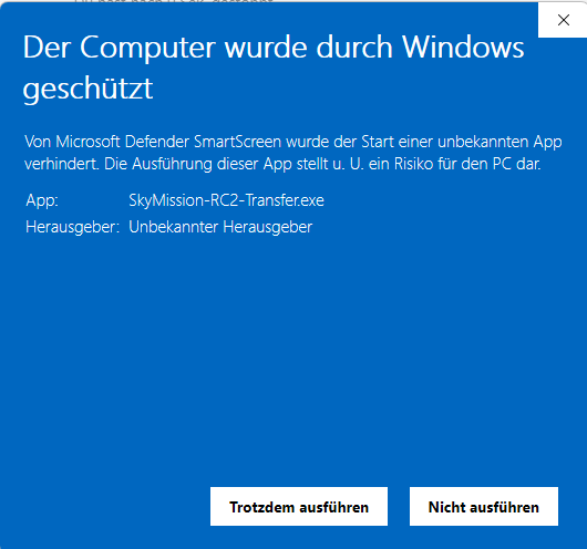 Windows warning: Run anyway